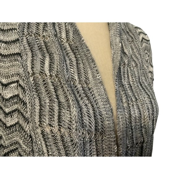 RQT Cardigan Sweater Womens Plus Size 2X Gray Black Light Knit Open Front Fine D - Picture 2 of 10